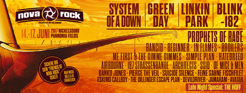 Nyálcsorgató line-up a Nova Rockon - jön a Linkin Park és a Blink-182 is!